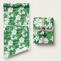 Green Hawaiian Hibiscus Monstera Wrapping Paper Grunge Stylized LT01 58" × 23" Green - Polynesian Pride