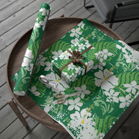 Green Hawaiian Hibiscus Monstera Wrapping Paper Grunge Stylized LT01 - Polynesian Pride