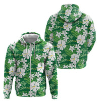 Green Hawaiian Hibiscus Monstera Zip Hoodie Grunge Stylized LT01 - Polynesian Pride