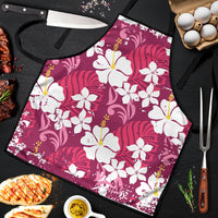 Pink Hawaiian Hibiscus Monstera Apron Grunge Stylized