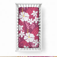 Pink Hawaiian Hibiscus Monstera Baby Bed Cover Grunge Stylized LT01 28 × 52 in Pink - Polynesian Pride