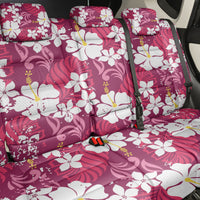 Pink Hawaiian Hibiscus Monstera Back Car Seat Cover Grunge Stylized LT01 - Polynesian Pride