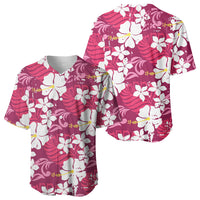 Pink Hawaiian Hibiscus Monstera Baseball Jersey Grunge Stylized LT01 - Polynesian Pride