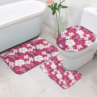 Pink Hawaiian Hibiscus Monstera Bathroom Set Grunge Stylized LT01 - Polynesian Pride