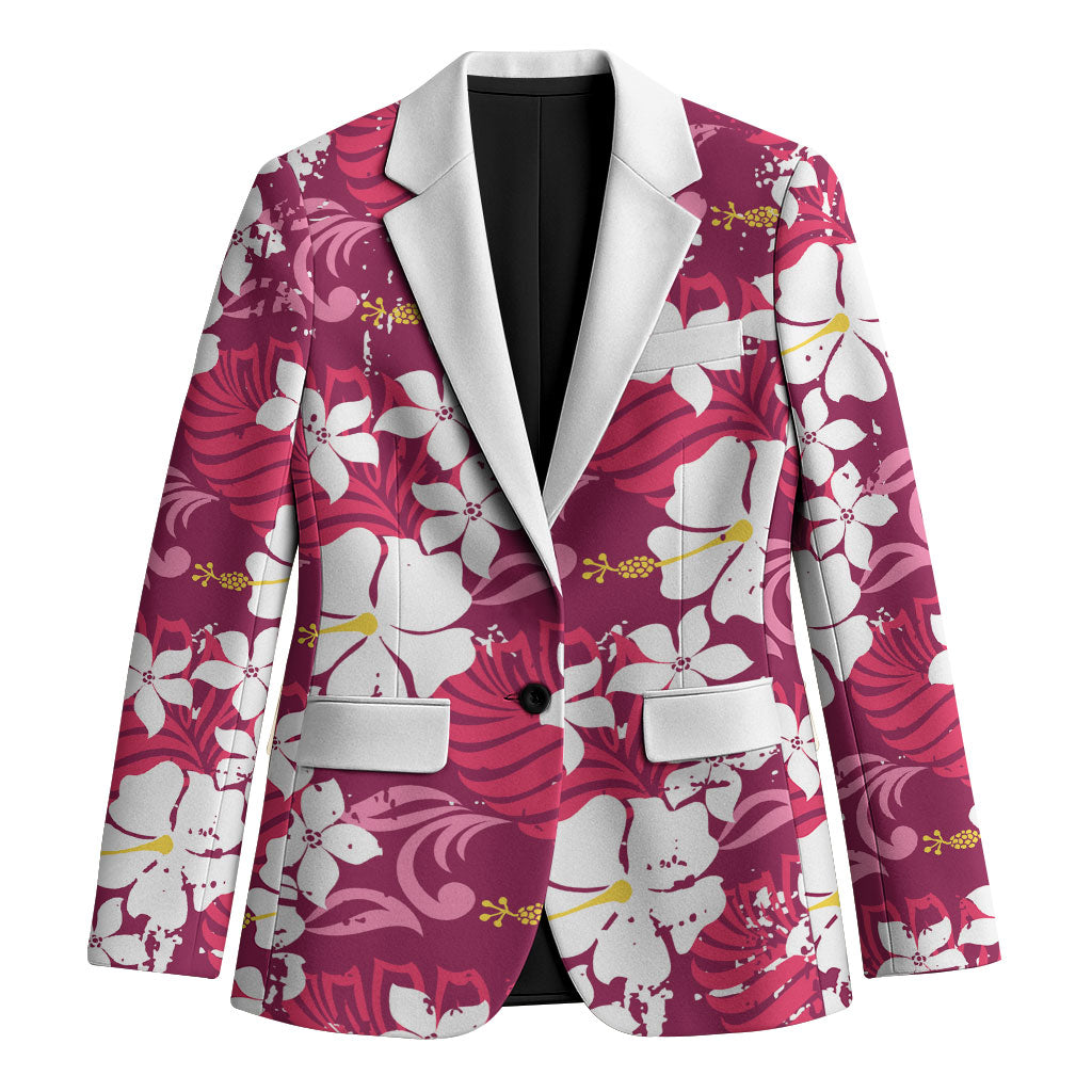 Pink Hawaiian Hibiscus Monstera Blazer Grunge Stylized
