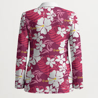 Pink Hawaiian Hibiscus Monstera Blazer Grunge Stylized
