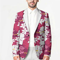 Pink Hawaiian Hibiscus Monstera Blazer Grunge Stylized