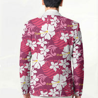 Pink Hawaiian Hibiscus Monstera Blazer Grunge Stylized