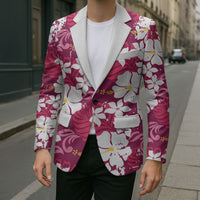 Pink Hawaiian Hibiscus Monstera Blazer Grunge Stylized