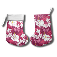 Pink Hawaiian Hibiscus Monstera Christmas Stocking Grunge Stylized LT01 - Polynesian Pride