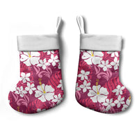 Pink Hawaiian Hibiscus Monstera Christmas Stocking Grunge Stylized LT01 - Polynesian Pride