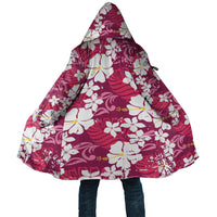 Pink Hawaiian Hibiscus Monstera Cloak Grunge Stylized LT01 Unisex Pink - Polynesian Pride