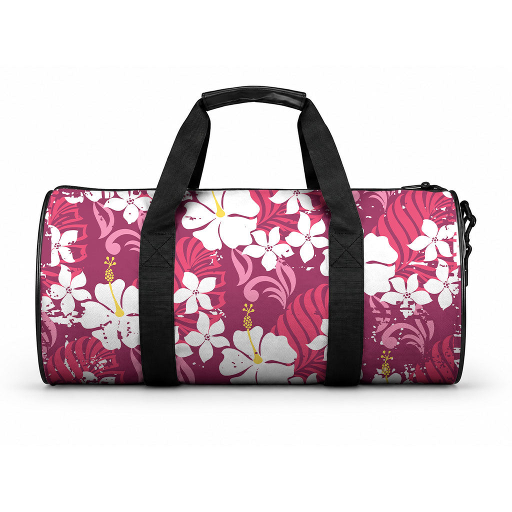 Pink Hawaiian Hibiscus Monstera Duffle Bag Grunge Stylized LT01 One size Pink - Polynesian Pride