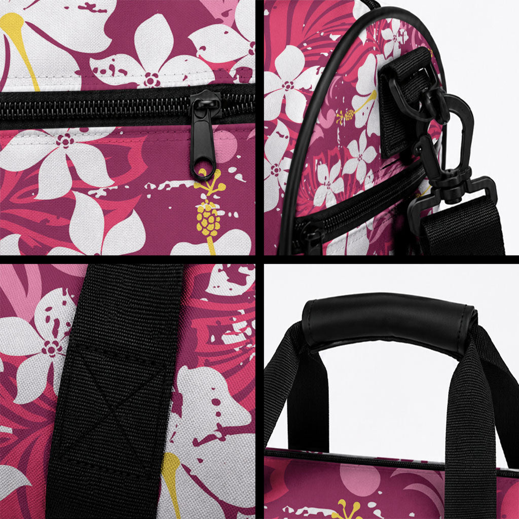 Pink Hawaiian Hibiscus Monstera Duffle Bag Grunge Stylized LT01 - Polynesian Pride