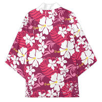 Pink Hawaiian Hibiscus Monstera Kimono Grunge Stylized LT01 - Polynesian Pride