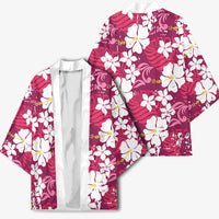 Pink Hawaiian Hibiscus Monstera Kimono Grunge Stylized LT01 - Polynesian Pride