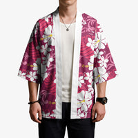 Pink Hawaiian Hibiscus Monstera Kimono Grunge Stylized LT01 - Polynesian Pride