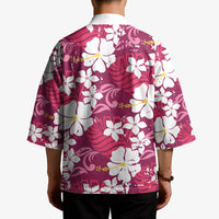 Pink Hawaiian Hibiscus Monstera Kimono Grunge Stylized LT01 - Polynesian Pride