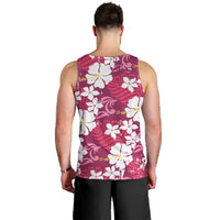 Pink Hawaiian Hibiscus Monstera Men Tank Top Grunge Stylized LT01 - Polynesian Pride