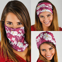 Pink Hawaiian Hibiscus Monstera Neck Gaiter Grunge Stylized LT01 - Polynesian Pride