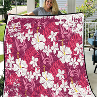 Pink Hawaiian Hibiscus Monstera Quilt Grunge Stylized LT01 Pink - Polynesian Pride