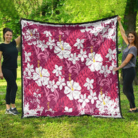 Pink Hawaiian Hibiscus Monstera Quilt Grunge Stylized LT01 - Polynesian Pride