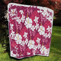 Pink Hawaiian Hibiscus Monstera Quilt Grunge Stylized LT01 - Polynesian Pride