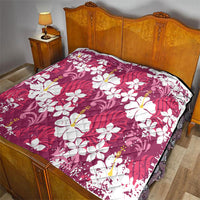 Pink Hawaiian Hibiscus Monstera Quilt Grunge Stylized LT01 - Polynesian Pride