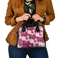 Pink Hawaiian Hibiscus Monstera Shoulder Handbag Grunge Stylized LT01 - Polynesian Pride