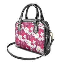 Pink Hawaiian Hibiscus Monstera Shoulder Handbag Grunge Stylized LT01 - Polynesian Pride