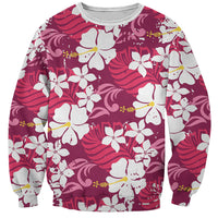 Pink Hawaiian Hibiscus Monstera Sweatshirt Grunge Stylized LT01 Unisex Pink - Polynesian Pride