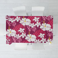 Pink Hawaiian Hibiscus Monstera Tablecloth Grunge Stylized