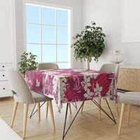 Pink Hawaiian Hibiscus Monstera Tablecloth Grunge Stylized