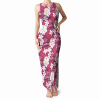 Pink Hawaiian Hibiscus Monstera Tank Maxi Dress Grunge Stylized LT01 Women Pink - Polynesian Pride