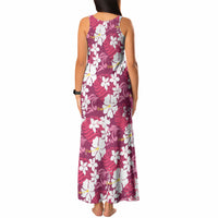 Pink Hawaiian Hibiscus Monstera Tank Maxi Dress Grunge Stylized LT01 - Polynesian Pride
