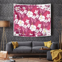 Pink Hawaiian Hibiscus Monstera Tapestry Grunge Stylized