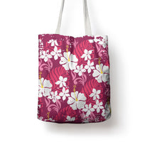 Pink Hawaiian Hibiscus Monstera Tote Bag Grunge Stylized LT01 - Polynesian Pride