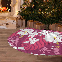 Pink Hawaiian Hibiscus Monstera Tree Skirt Grunge Stylized LT01 - Polynesian Pride