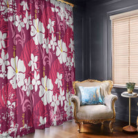Pink Hawaiian Hibiscus Monstera Window Curtain Grunge Stylized LT01 - Polynesian Pride