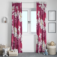 Pink Hawaiian Hibiscus Monstera Window Curtain Grunge Stylized LT01 - Polynesian Pride