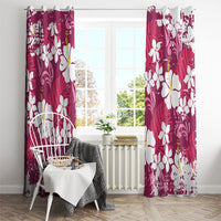 Pink Hawaiian Hibiscus Monstera Window Curtain Grunge Stylized LT01 - Polynesian Pride