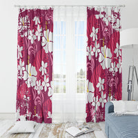 Pink Hawaiian Hibiscus Monstera Window Curtain Grunge Stylized LT01 - Polynesian Pride