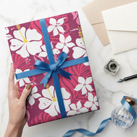 Pink Hawaiian Hibiscus Monstera Wrapping Paper Grunge Stylized LT01 - Polynesian Pride