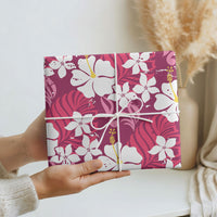 Pink Hawaiian Hibiscus Monstera Wrapping Paper Grunge Stylized LT01 - Polynesian Pride