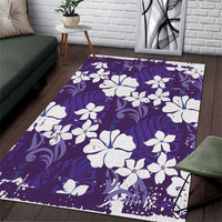 Purple Hawaiian Hibiscus Monstera Area Rug Grunge Stylized LT01 Purple - Polynesian Pride