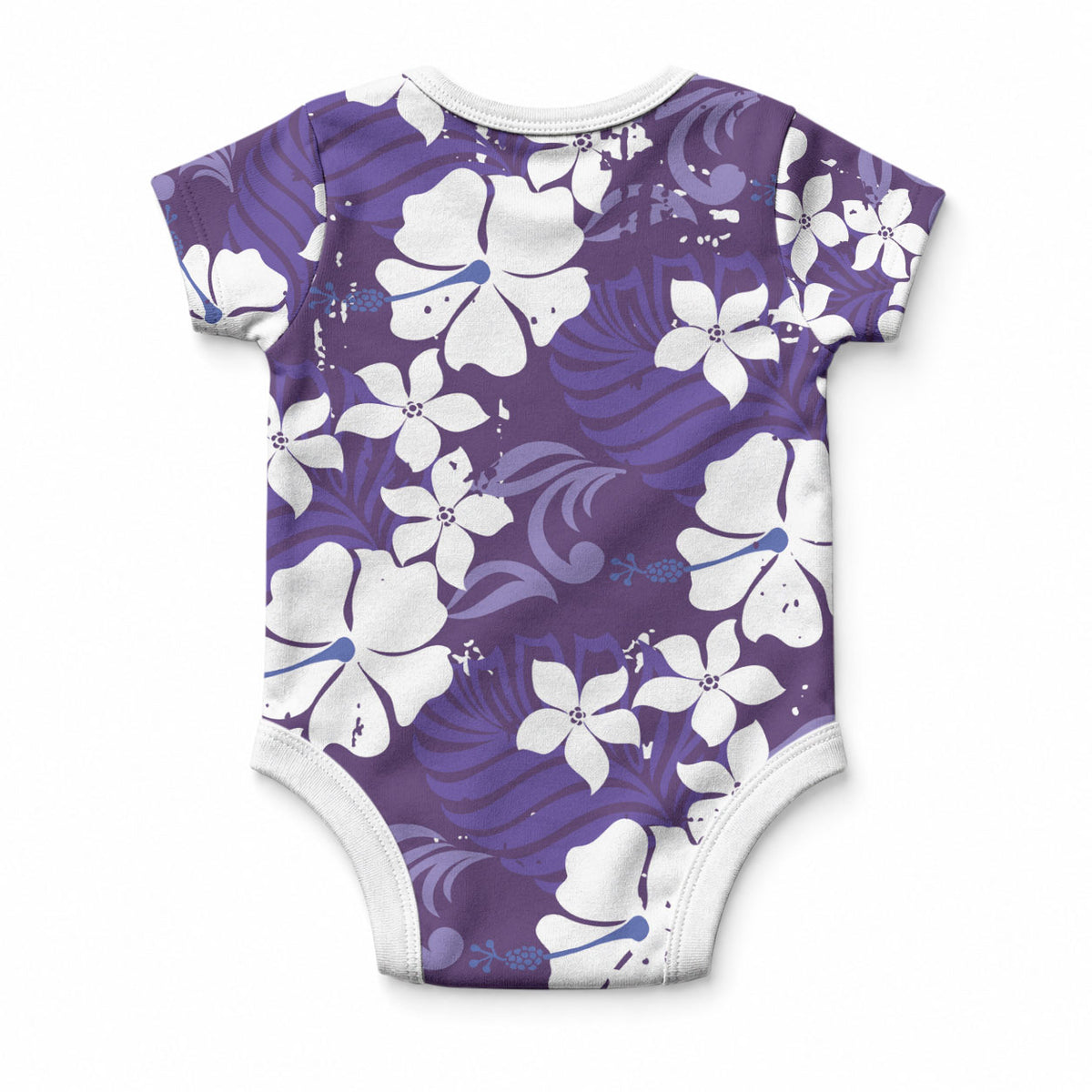 Purple Hawaiian Hibiscus Monstera Baby Onesie Grunge Stylized LT01 - Polynesian Pride