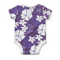 Purple Hawaiian Hibiscus Monstera Baby Onesie Grunge Stylized LT01 - Polynesian Pride