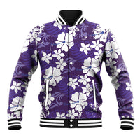Purple Hawaiian Hibiscus Monstera Baseball Jacket Grunge Stylized