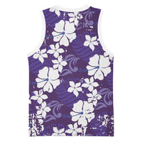 Purple Hawaiian Hibiscus Monstera Basketball Jersey Grunge Stylized LT01 - Polynesian Pride