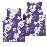 Purple Hawaiian Hibiscus Monstera Basketball Jersey Grunge Stylized LT01 - Polynesian Pride